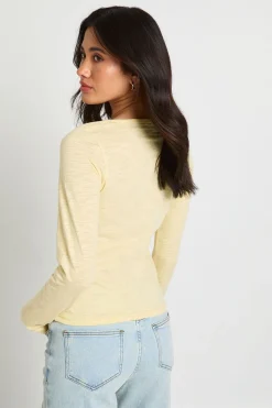 boohoo Haut Henley Transparent En Jersey Slub<Femme Tops