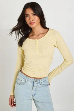 boohoo Haut Henley Transparent En Jersey Slub<Femme Tops