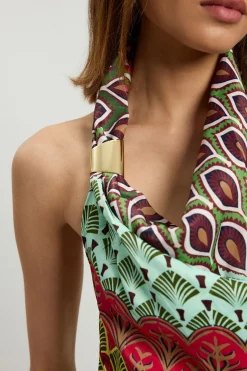 Haut À Imprimé Multiple Avec Détail De Finition En Viscose Satinée