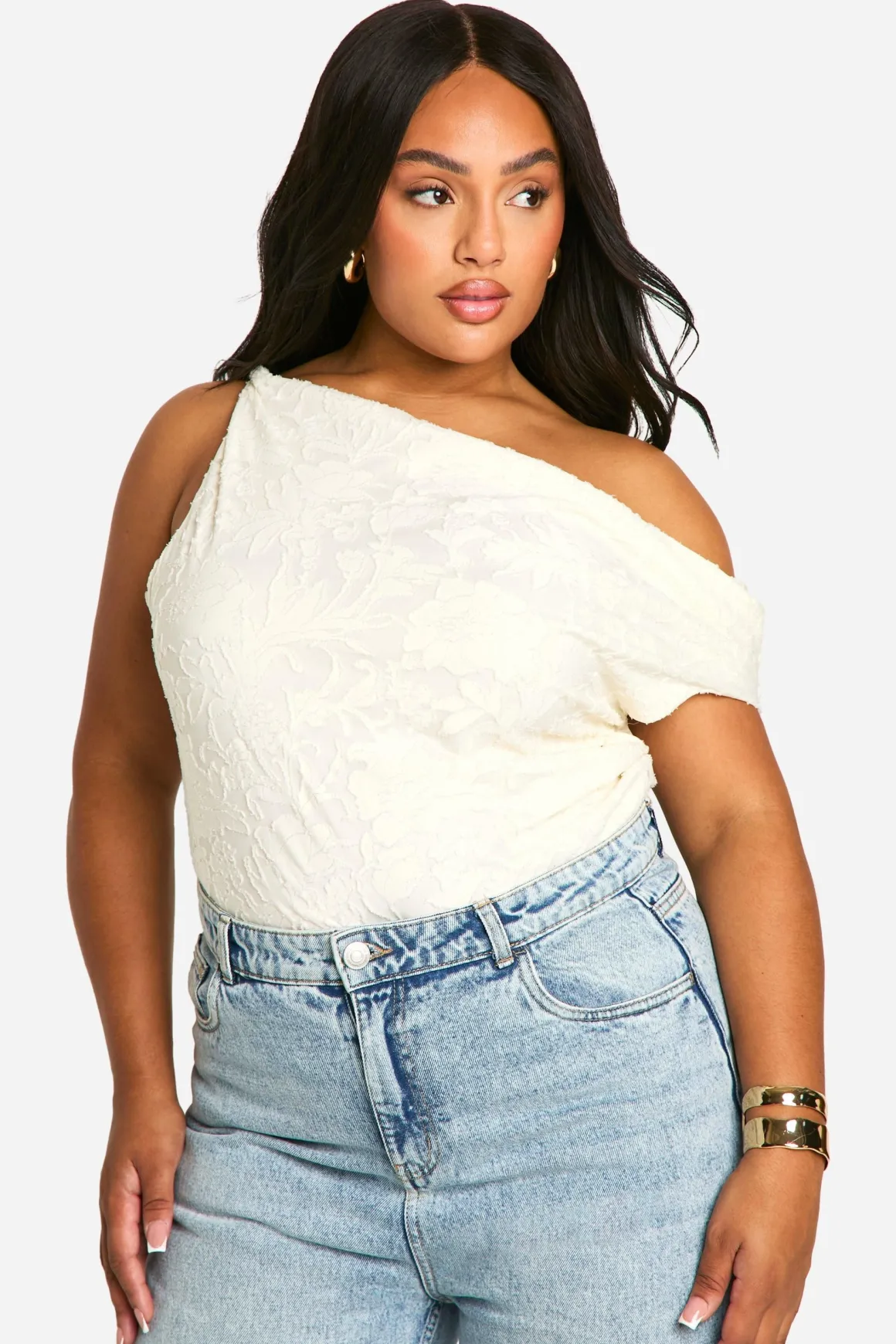 Haut Jacquard Floral avec Détail Twist Plus