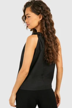 boohoo Haut à l'aspect lin à fines bretelles<Femme Tops