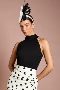 Coast Haut Lisa En Ponte À Col Licou Couleur Tan Avec Liens En Organza<Femme Tops