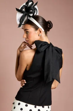 Coast Haut Lisa En Ponte À Col Licou Couleur Tan Avec Liens En Organza<Femme Tops