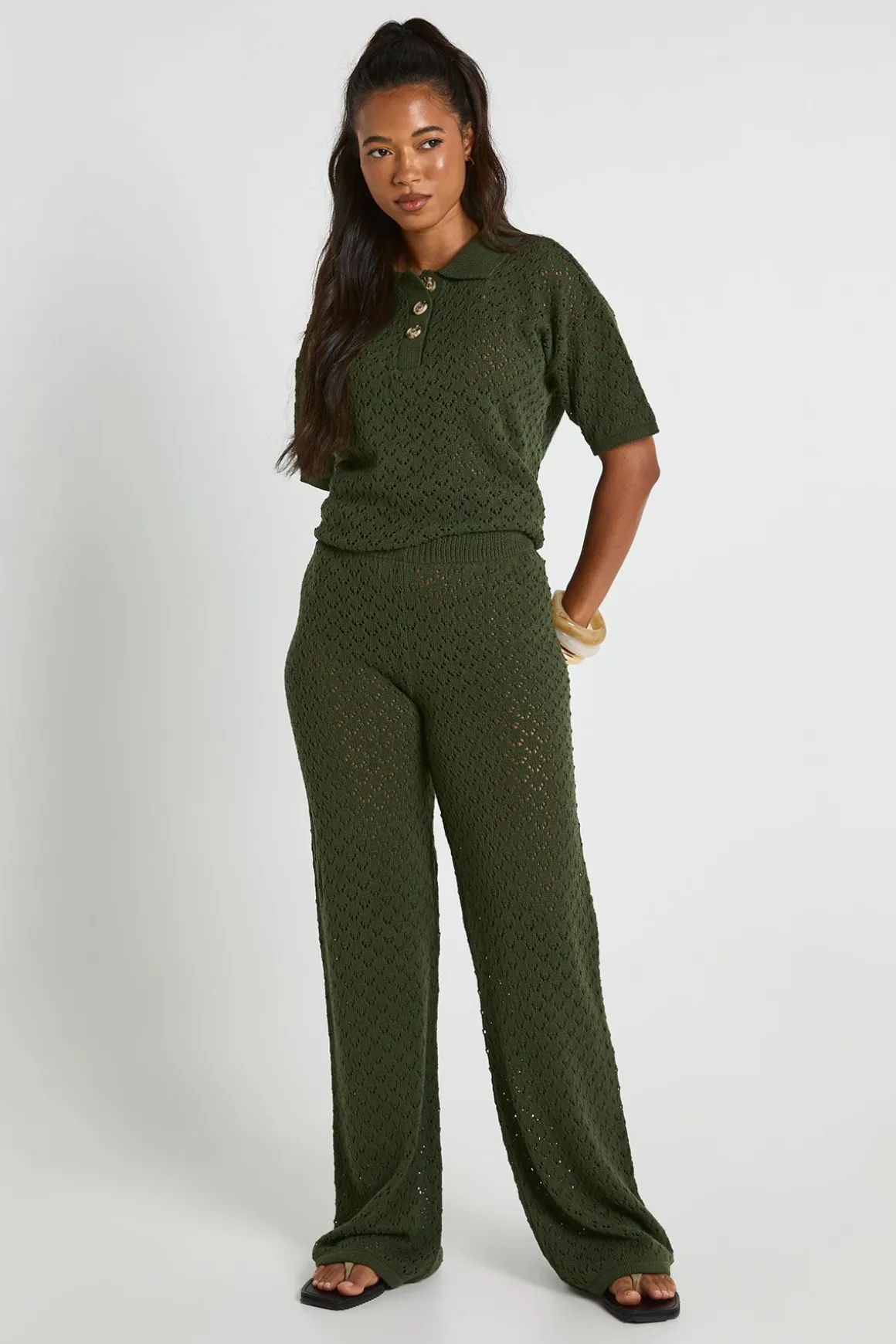 Haut Long Au Crochet Et Pantalon Large