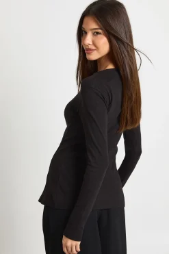 boohoo Haut Long Côtelé à Boutons-Pression Devant<Femme Tops