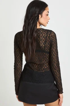 Haut Long en Dentelle à Boutonnage Intégral