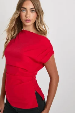 boohoo Haut long en tissu à épaule dénudée<Femme Tops