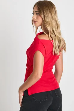 boohoo Haut long en tissu à épaule dénudée<Femme Tops