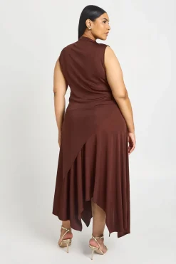 Haut Long Grande Taille À Col Montant Et Ourlet Asymétrique