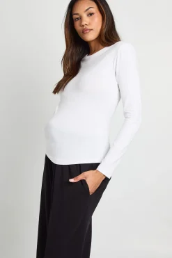 Haut longline ajusté à manches longues basique pour maternité