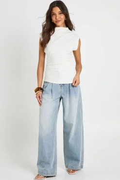Haut Long À Ourlet Asymétrique Et Taille Froncée