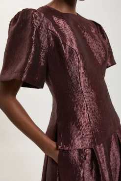 KarenMillen Haut À Manches Bouffantes Avec Texture Métallisée<Femme Tops
