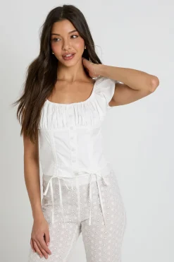 boohoo Haut À Manches Bouffantes Avec Boutonnage<Femme Tops