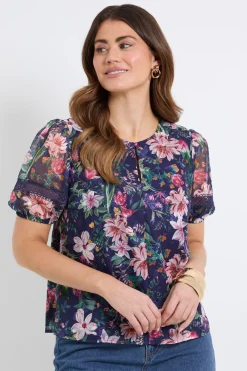 Wallis Haut À Manches Bouffantes En Dévoré Floral<Femme Tops