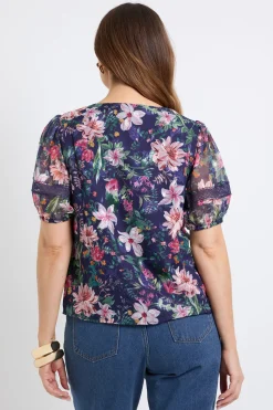 Wallis Haut À Manches Bouffantes En Dévoré Floral<Femme Tops