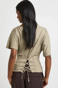 Haut À Manches Courtes Avec Détail Taille Corset