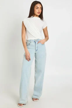 boohoo Haut À Manches Courtes Avec Détail Cache-cœur Soyeux<Femme Tops