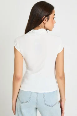 boohoo Haut À Manches Courtes Avec Détail Cache-cœur Soyeux<Femme Tops