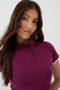DSGN Studio Haut à Manches Courtes avec Détails de Boutons Contrastants<Femme Dsgn Studio|Tops