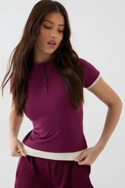 DSGN Studio Haut à Manches Courtes avec Détails de Boutons Contrastants<Femme Dsgn Studio|Tops