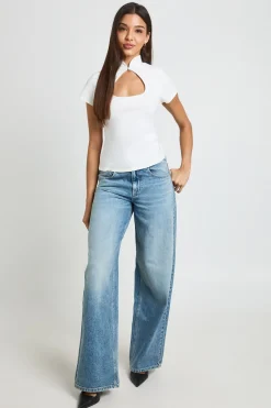 boohoo Haut À Manches Courtes En Bengaline Avec Découpe Trou De Serrure<Femme Tons Neutres|Tops