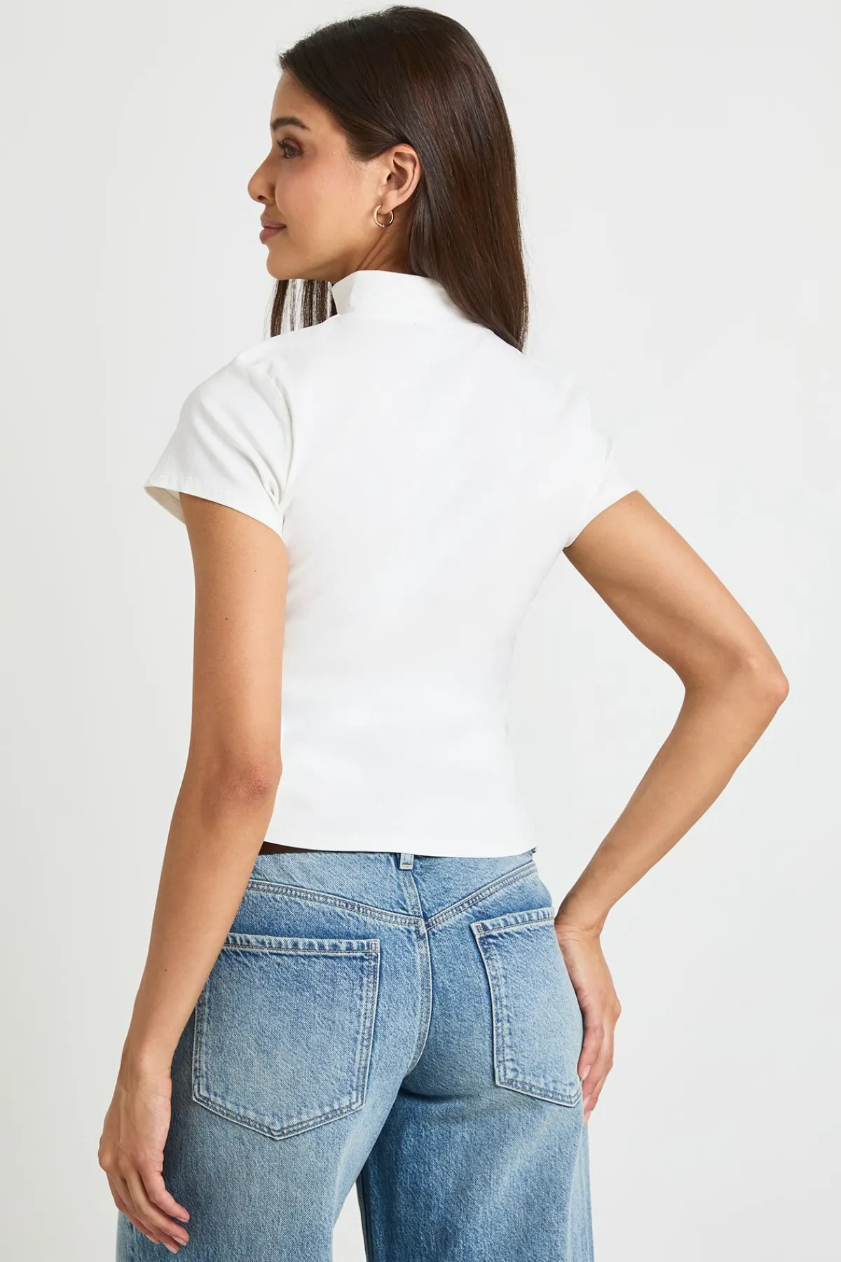 boohoo Haut À Manches Courtes En Bengaline Avec Découpe Trou De Serrure<Femme Tons Neutres|Tops