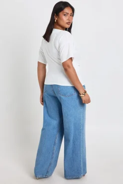 boohoo Haut À Manches Courtes En Crêpe Avec Encolure Montante, Ceinture À Détail Doré<Femme Tops