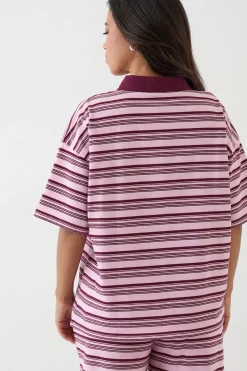 DSGN Studio Haut À Manches Courtes Et Col À Rayures<Femme Dsgn Studio|Tops
