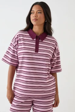 DSGN Studio Haut À Manches Courtes Et Col À Rayures<Femme Dsgn Studio|Tops