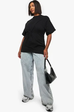 boohoo Haut à manches courtes Plus avec détail de nœud froncé<Femme Tops