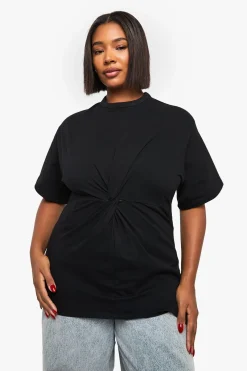 boohoo Haut à manches courtes Plus avec détail de nœud froncé<Femme Tops