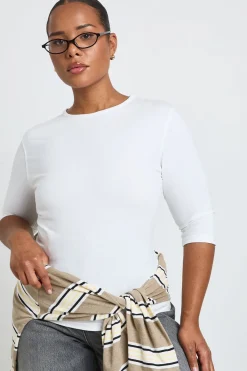 boohoo Haut À Manches 3/4 Grande Taille<Femme Tons Neutres|Tops