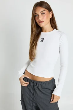 boohoo Haut à manches longues avec broderie<Femme Tops