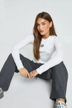 boohoo Haut à manches longues avec broderie<Femme Tops