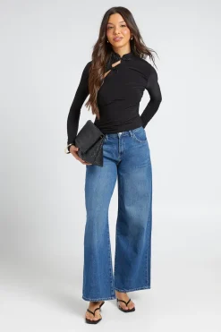 boohoo Haut À Manches Longues Avec Col Montant Asymétrique Et Boutons Brandebourg<Femme Tops