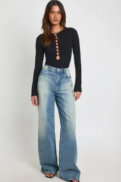 boohoo Haut À Manches Longues Avec Découpe Œillet Et Anneaux Décoratifs<Femme Tops