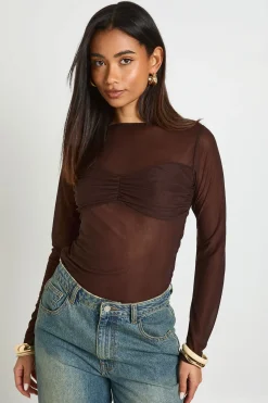 boohoo Haut À Manches Longues Avec Détail Buste Transparent<Femme Tops