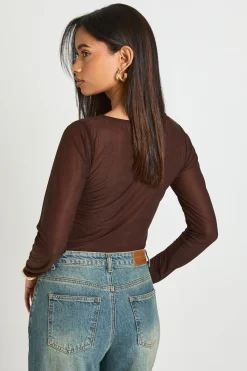 boohoo Haut À Manches Longues Avec Détail Buste Transparent<Femme Tops