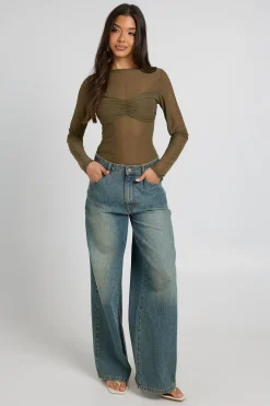 boohoo Haut À Manches Longues Avec Détail Buste Transparent<Femme Tops