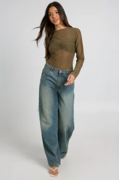 boohoo Haut À Manches Longues Avec Détail Buste Transparent<Femme Tops