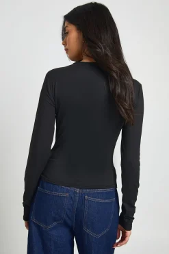 boohoo Haut À Manches Longues Avec Détail De Finition Au Col Asymétrique Froncé<Femme Tops