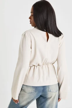 boohoo Haut à manches longues avec détails nœud Marl<Femme Tops