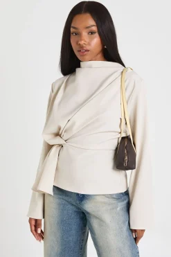 boohoo Haut à manches longues avec détails nœud Marl<Femme Tops
