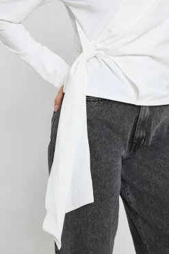 Haut À Manches Longues Avec Encolure Asymétrique Et Détail Drapé