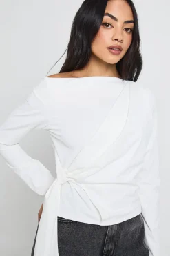 Haut À Manches Longues Avec Encolure Asymétrique Et Détail Drapé