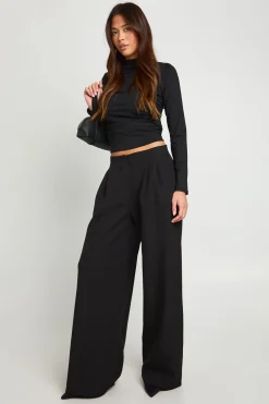 boohoo Haut À Manches Longues Avec Encolure Montante Et Fronces Latérales<Femme Tops