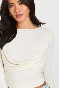 boohoo Haut À Manches Longues Avec Panneau Drapé<Femme Tops