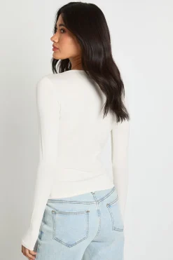 boohoo Haut À Manches Longues Avec Panneau Drapé<Femme Tops