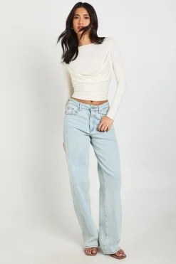 boohoo Haut À Manches Longues Avec Panneau Drapé<Femme Tops