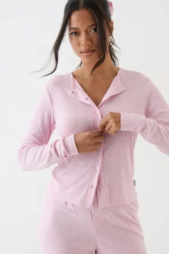 DSGN Studio Haut À Manches Longues Boutonné En Maille Pointelle<Femme Dsgn Studio|Pyjamas